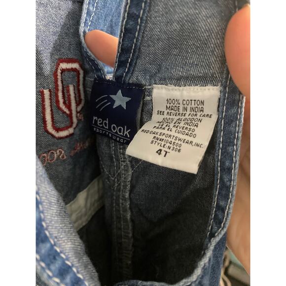 Red oak Oklahoma Sooners OU overalls boys size 4T blue denim - Picture 3 of 3